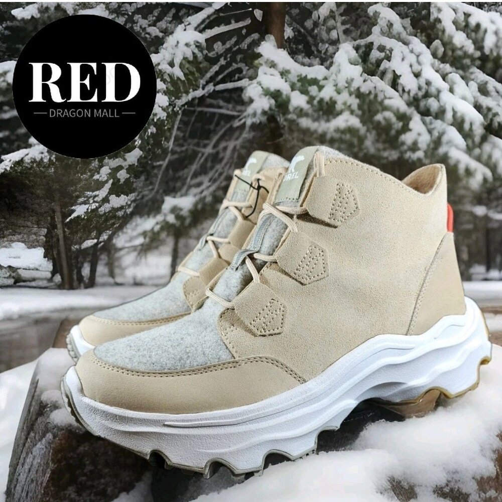 Sorel Kinetic Breakthru Caribou Waterproof Boots Nova Sand Stone - Women's 9.5